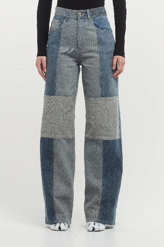 Men's Coats for Snowy WeatherMarine Serre Mens Regenerated Denim Straight Leg Pants