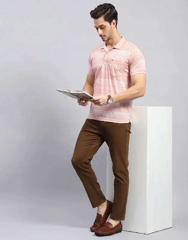 Men's Shirts with Moisture-Wicking FabricMen Pink Self Design Polo Collar Half Sleeve T-Shirt Men's Shirts with Moisture-Wicking FabricMen Pink Self Design Polo Collar Half Sleeve T-Shirt