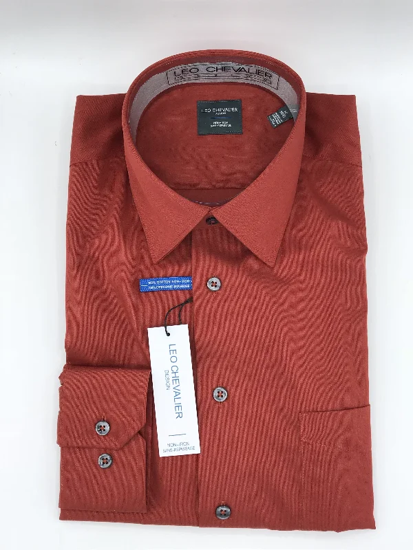 Men's Insulated Shirts for Cold WeatherLeo Chevalier Dress Shirt 225121 7599 Rust