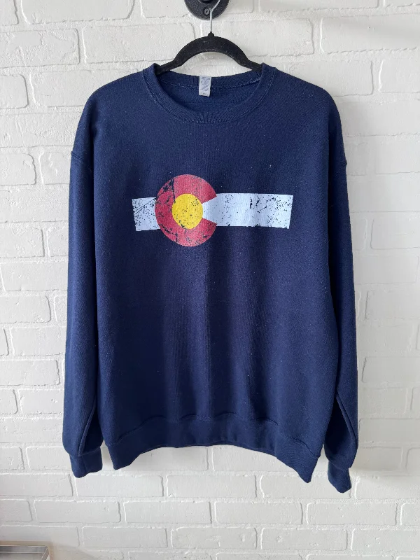 Men's Hoodies for SnowshoeingSweatshirt Crewneck By Jerzees In Navy, Size: L