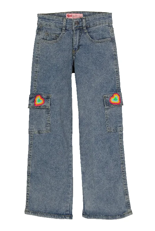 Hipster Skinny Men's JeansGirls Crochet Heart Detail Cargo Jeans