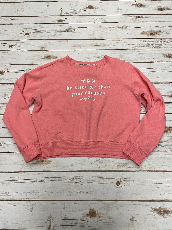 Men's Hoodies with Slim FitsAthletic Sweatshirt Crewneck By Cme In Peach, Size: M
