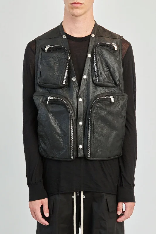 Men's Coats with Stretch FabricRick Owens Cargo Vest in Black