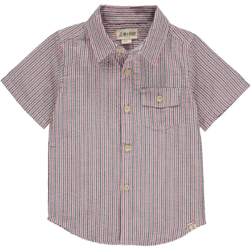 Comfortable Men's Flannel ShirtsBoy's Newport Seersucker Short Sleeve Shirt In Red & Black Comfortable Men's Flannel ShirtsBoy's Newport Seersucker Short Sleeve Shirt In Red & Black