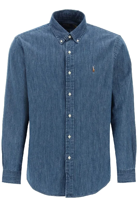 Men's Shirts with Bow TiesPolo Ralph Lauren Men's Custom Fit Shirt In weight blue