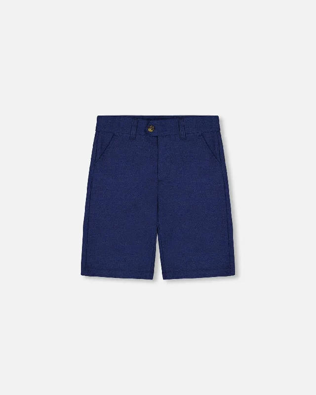 Men's Chino Shorts with Tailored FitSlant Pocket Bermuda Shorts Navy Blue