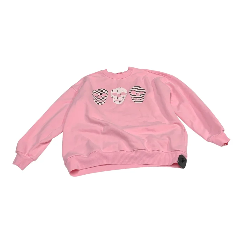 Men's Hoodies with Zipper DetailsSweatshirt Crewneck By Pink Lily In Pink, Size: S
