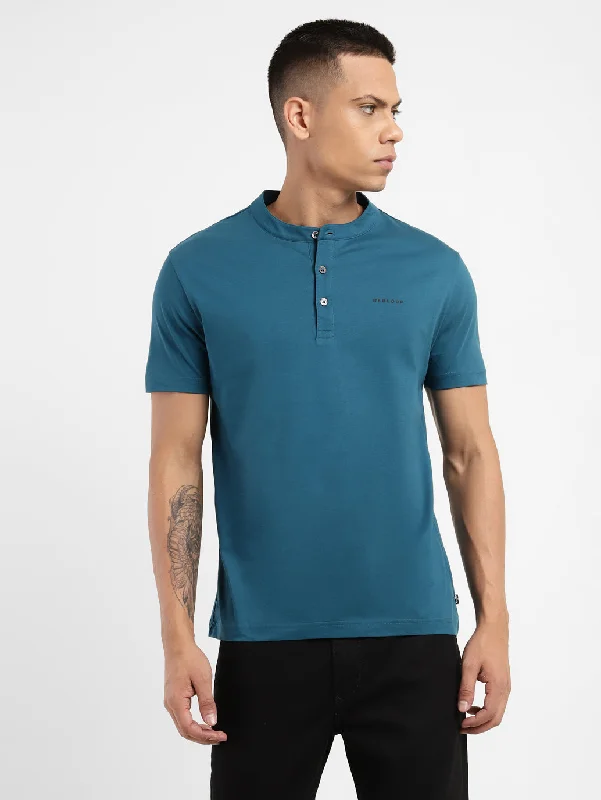 Men's Shirts with Elastic WaistbandsMen's Solid Henley Neck T-shirt