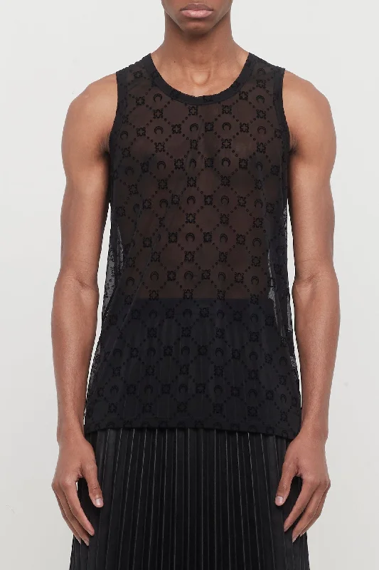 Fashionable Men's Denim JacketsMarine Serre Moonogram Mesh Flock Tank Top