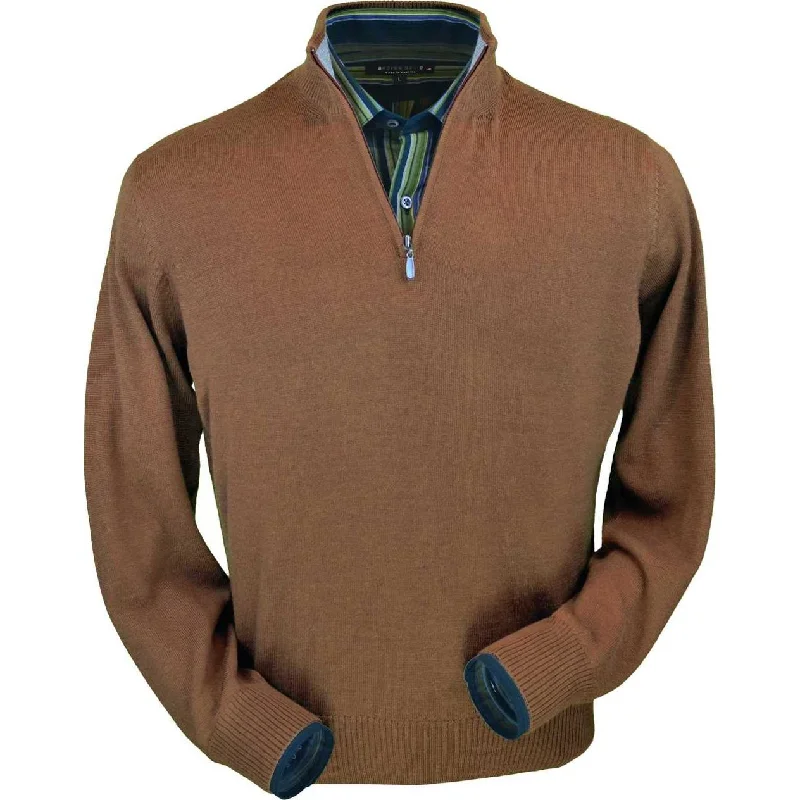 Men's Sweaters with Belt AttachmentsRoyal Alpaca Half-Zip Mock Neck Sweater in Vicuña by Peru Unlimited