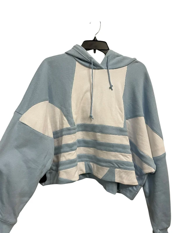 Classic Men's Cotton HoodiesAthletic Sweatshirt Hoodie By Adidas In Blue, Size: L