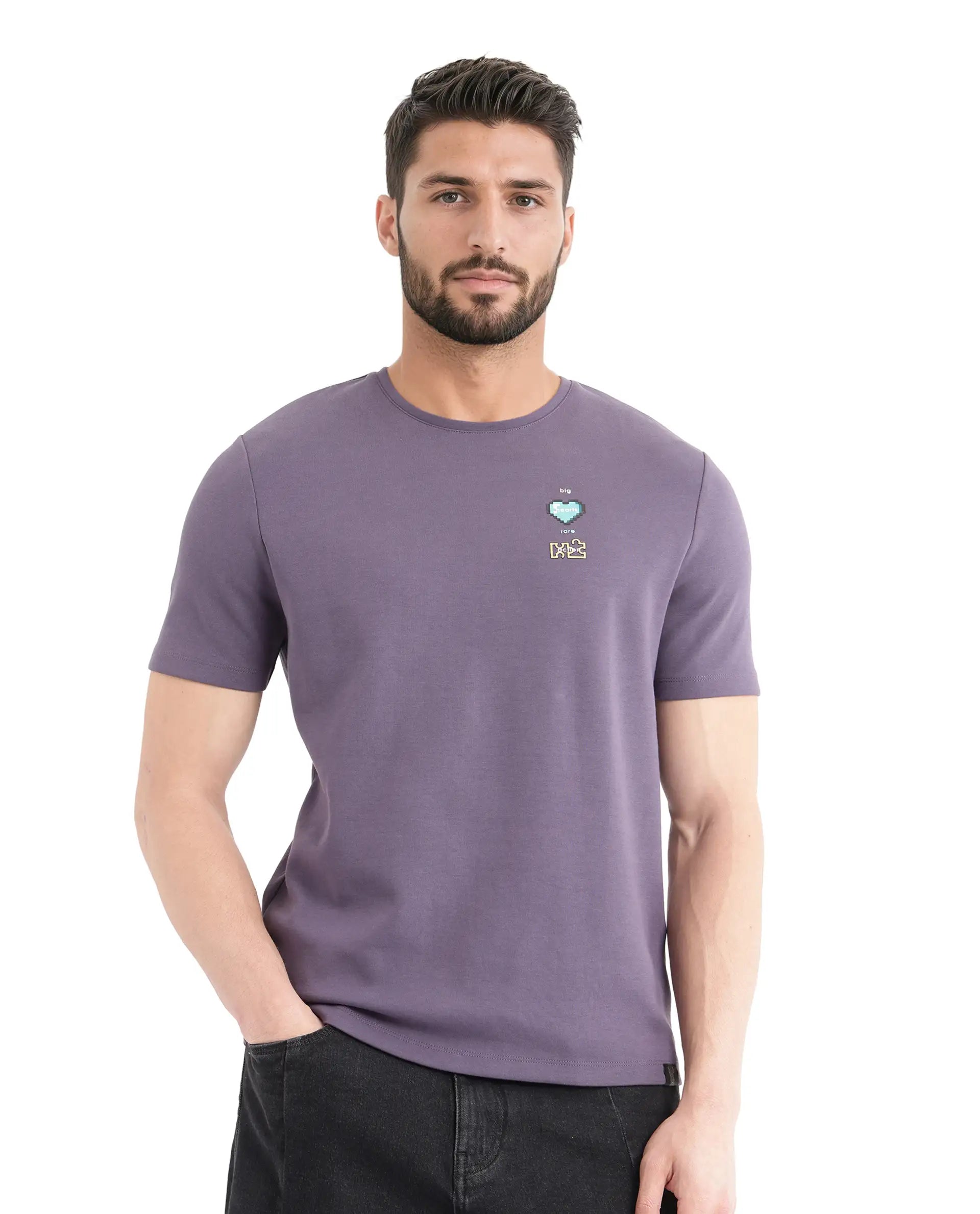 Men's Performance Shirts for SportsRare Rabbit Men Luxa Pastel Purple Cotton Blend Fabric Short Sleeve Crew Neck HD Print Pocket Placement T-Shirt Men's Performance Shirts for SportsRare Rabbit Men Luxa Pastel Purple Cotton Blend Fabric Short Sleeve Crew Neck HD Print Pocket Placement T-Shirt