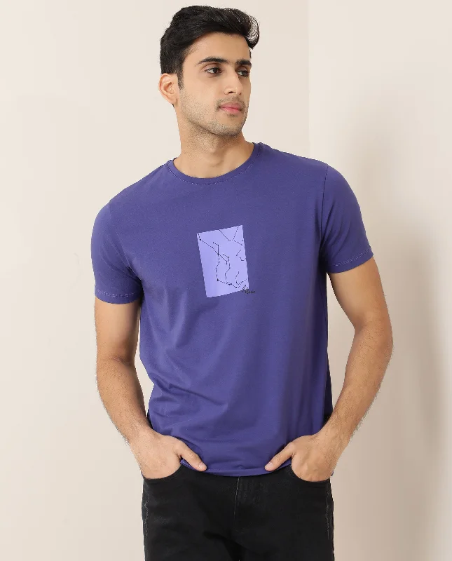 Men's Shirts with Embellished SleevesRare Rabbit Men's Trace Fluorescent Blue Cotton Lycra Fabric Crew Neck Half Sleeves Regular Fit Graphic Print Logo T-Shirt Men's Shirts with Embellished SleevesRare Rabbit Men's Trace Fluorescent Blue Cotton Lycra Fabric Crew Neck Half Sleeves Regular Fit Graphic Print Logo T-Shirt