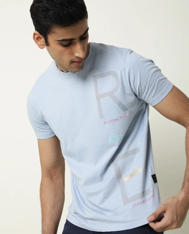 Men's Shirts with Hidden PocketsRare Rabbit Men's Molta Light Blue Cotton Fabric Crew Neck Half Sleeves Slim Fit Graphic Print T-Shirt Men's Shirts with Hidden PocketsRare Rabbit Men's Molta Light Blue Cotton Fabric Crew Neck Half Sleeves Slim Fit Graphic Print T-Shirt
