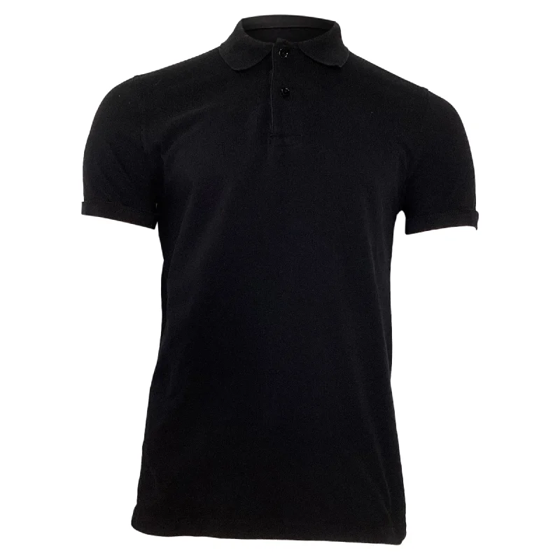 Breathable Men's Mesh TopsTom Ford Short Sleeve Polo Shirt in Black Cotton