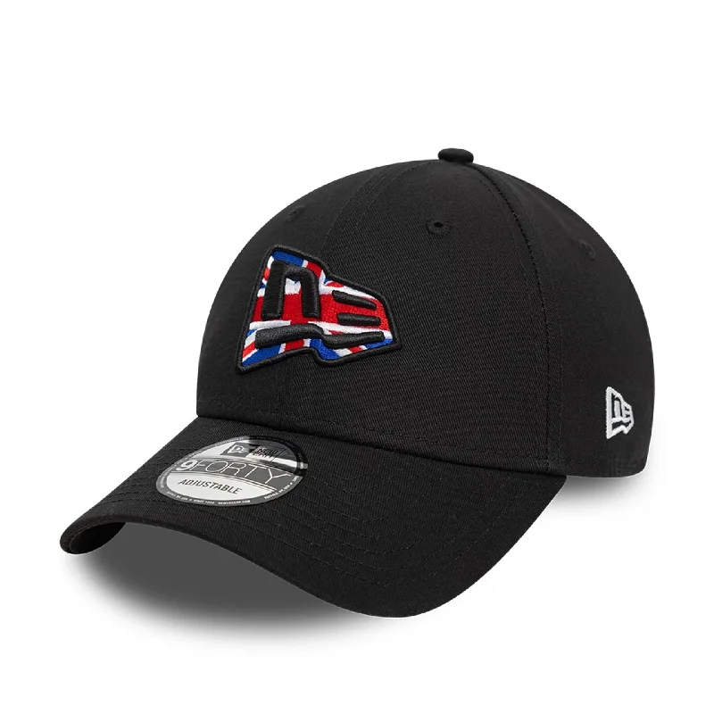 Girls' Beanie HatsNew Era UK Country Flag Infill Black 9FORTY Adjustable Cap