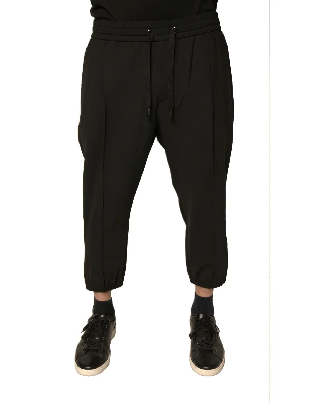 Men's Jeans with Embroidered LogosDolce & Gabbana Wool Jogger Jogging Men's Pants