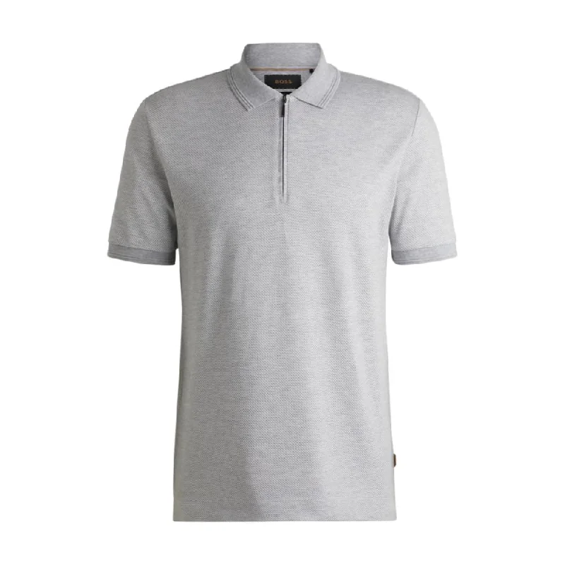 Men's Shirts with Mock NecksZip-neck polo shirt in cotton and silk