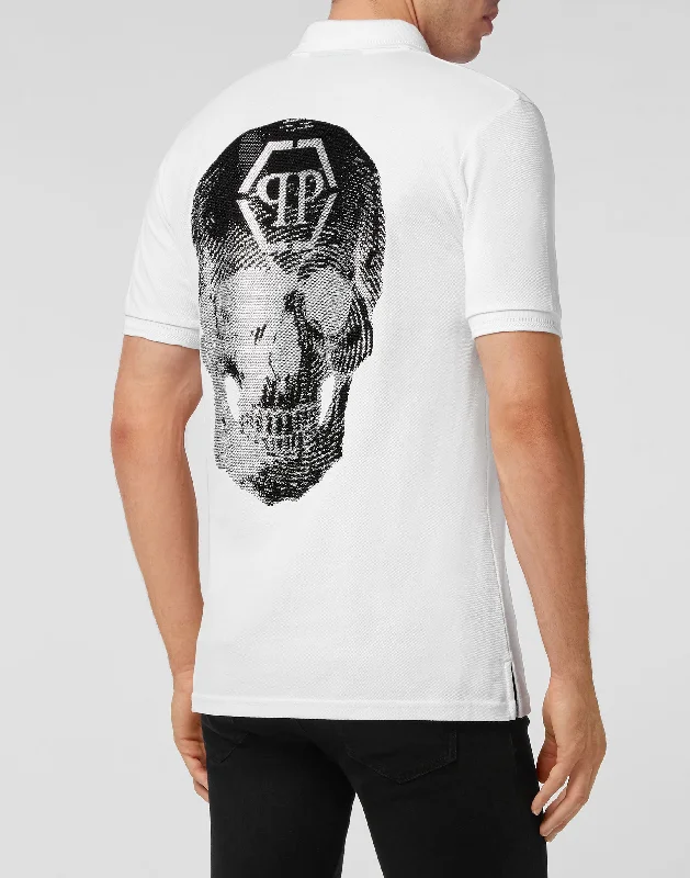 Men's Shirts with Embellished CollarsSlim Fit Polo shirt SS Skull with Crystals