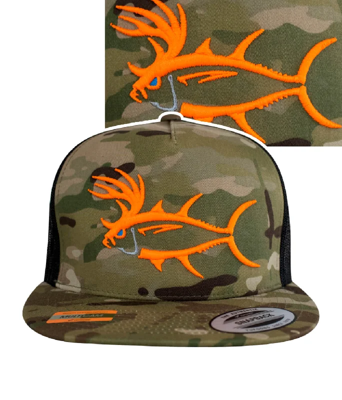 Girls' Beanie Hats"Buck-Eye 3-D" Unisex Snapback Trucker Hat (Available In Evening Glow Thread)