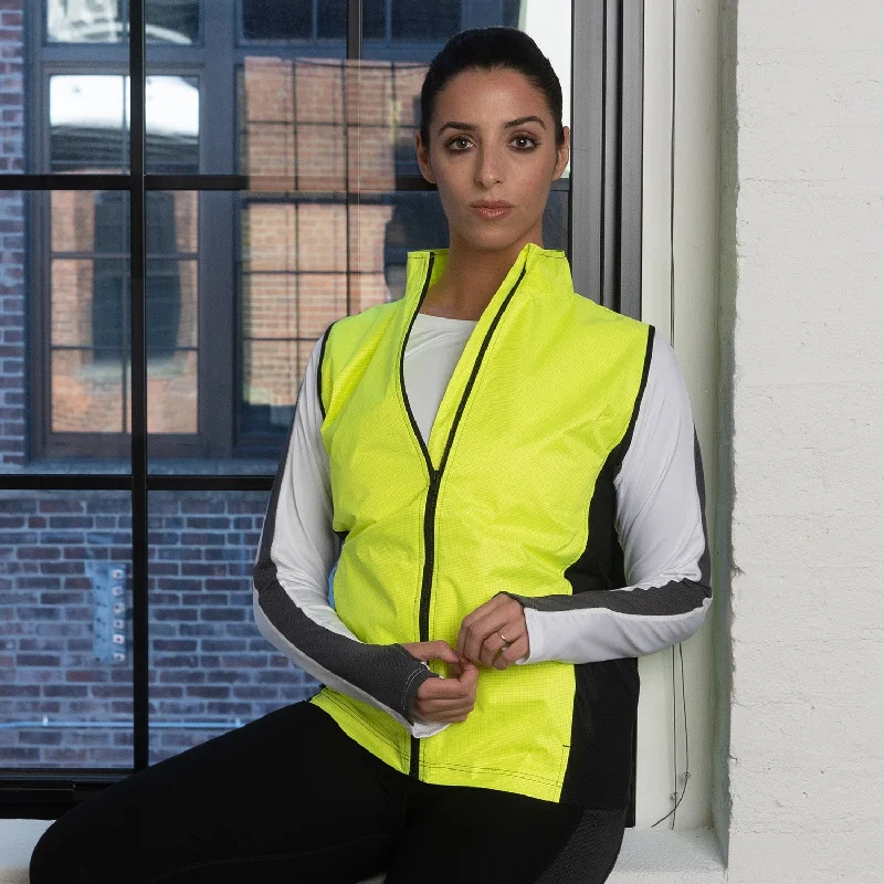 Men's Coats with Modern CutsFINAL SALE: Women's Newport Packable Reflective Vest in Flo Lime