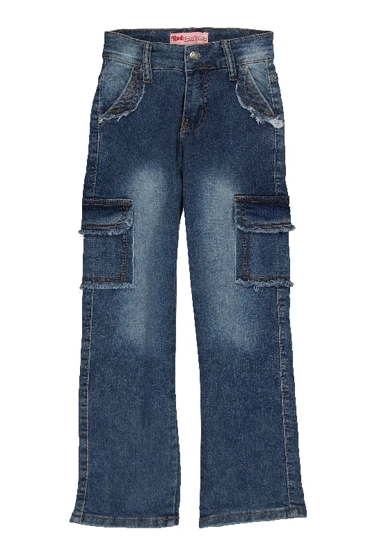 Men's Tapered JeansGirls Frayed Straight Leg Cargo Jeans