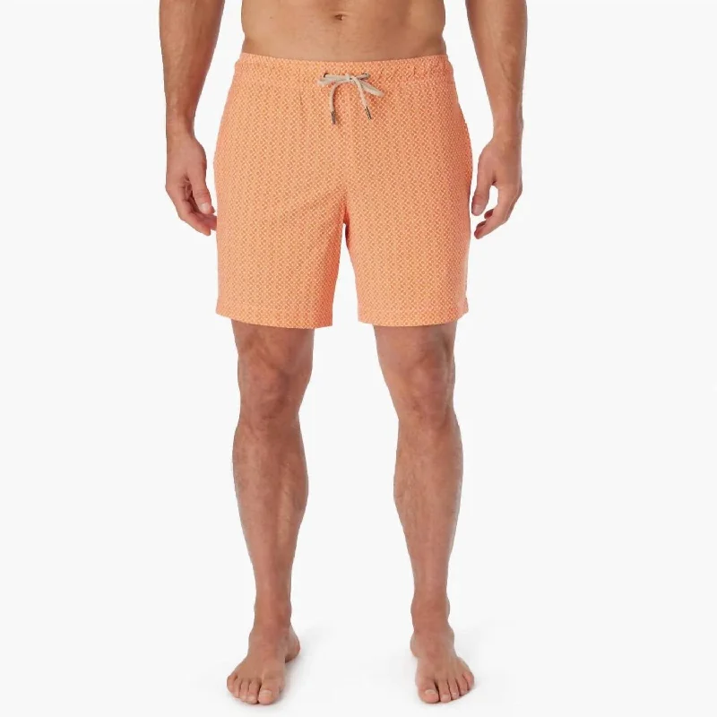 Versatile and Adaptive Men's Travel ShortsBayberry Lined 7" Short In Tangerine Summer Tiles Versatile and Adaptive Men's Travel ShortsBayberry Lined 7" Short In Tangerine Summer Tiles