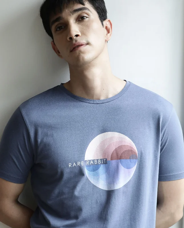 Lightweight Men's Linen ShirtsRare Rabbit Men's View Blue Crew Neck Graphic Printed Half Sleeves Slim Fit T-Shirt Lightweight Men's Linen ShirtsRare Rabbit Men's View Blue Crew Neck Graphic Printed Half Sleeves Slim Fit T-Shirt