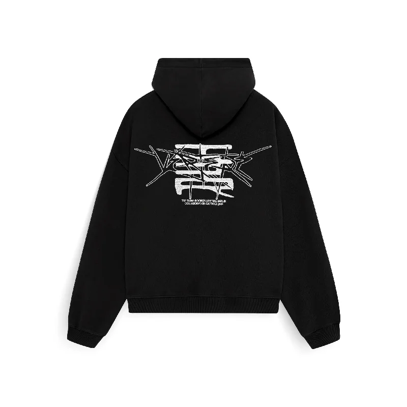 Lightweight Men's Cardigan SweatersTHE THIRD ROOM X VERTERE BERLIN SPIKES HOODIE - BLACK Lightweight Men's Cardigan SweatersTHE THIRD ROOM X VERTERE BERLIN SPIKES HOODIE - BLACK