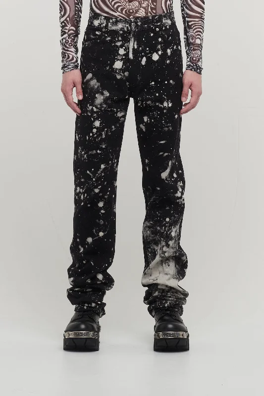 Men's Coats with Patchwork DesignsLu'u Dan Bleach Splatter Straight Leg Jeans