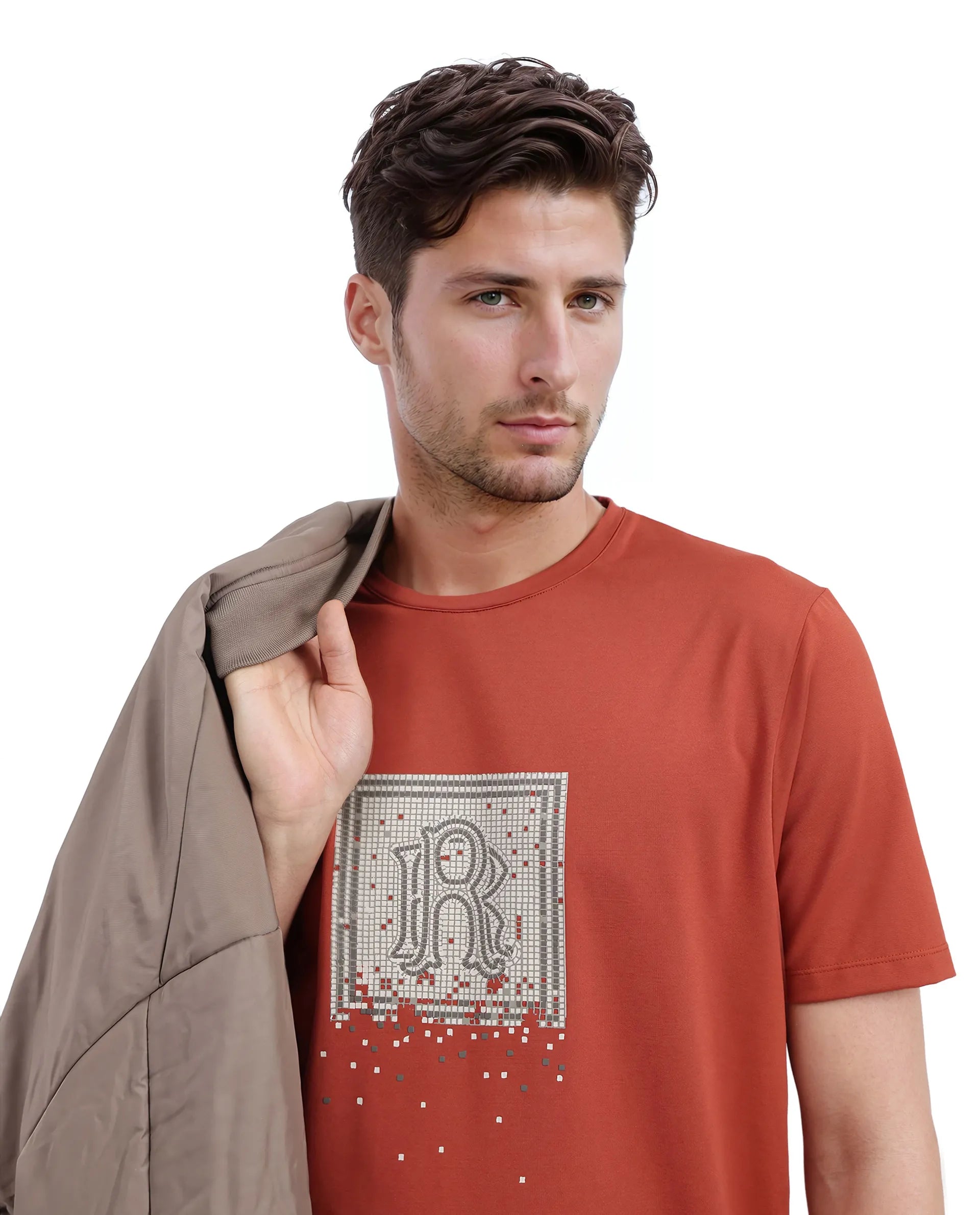 Men's Shirts for HuntingRare Rabbit Men Mezoc Dark Rust Cotton Poly Fabric Short Sleeve Crew Neck Relaxed Fit HD Print T-Shirt Men's Shirts for HuntingRare Rabbit Men Mezoc Dark Rust Cotton Poly Fabric Short Sleeve Crew Neck Relaxed Fit HD Print T-Shirt