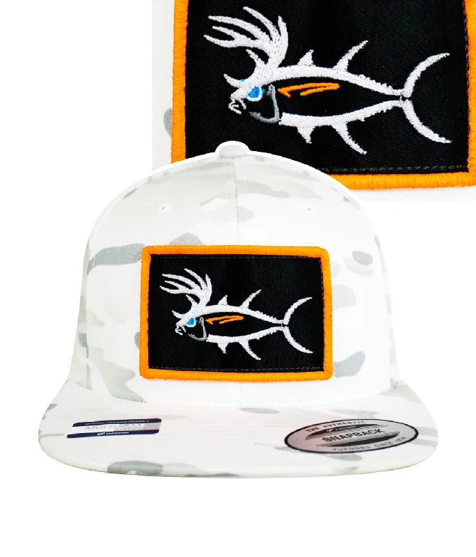 Beach Sun Hats"Buck-Eye Patch" Unisex Flatbill White Snapback Hat
