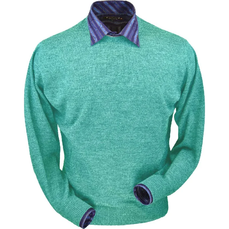 Men's Sweaters with Zippered PocketsRoyal Alpaca Crew Neck Sweater in Aqua Heather by Peru Unlimited Men's Sweaters with Zippered PocketsRoyal Alpaca Crew Neck Sweater in Aqua Heather by Peru Unlimited