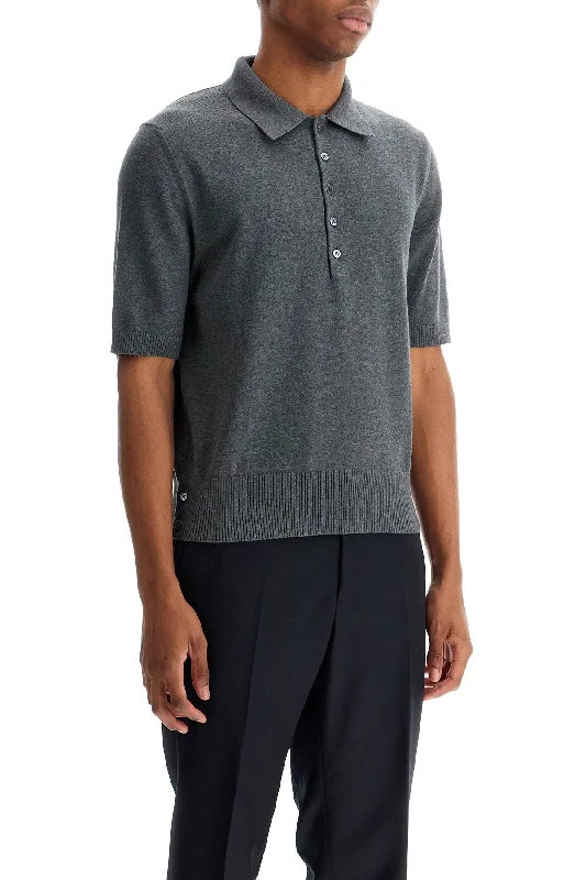 Solid-Colored Men's ShirtsThom Browne 4-Bar Knit Polo Shirt