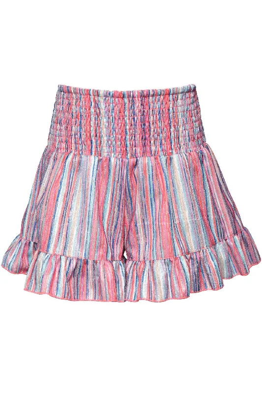Weather-Adaptive Men's Outdoor and Adventure ShortsGirl's Glitter Stripe Shorts With Smocked Waist In Multi-Colored Weather-Adaptive Men's Outdoor and Adventure ShortsGirl's Glitter Stripe Shorts With Smocked Waist In Multi-Colored