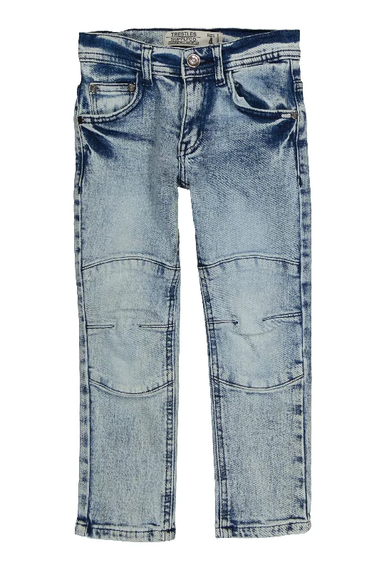 Casual Ripped Men's JeansLittle Boys Acid Wash Moto Jeans