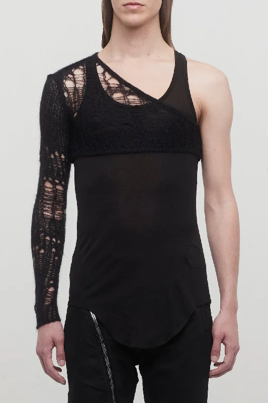 Designer Men's OvercoatsRick Owens Ziggy Net Top in Black