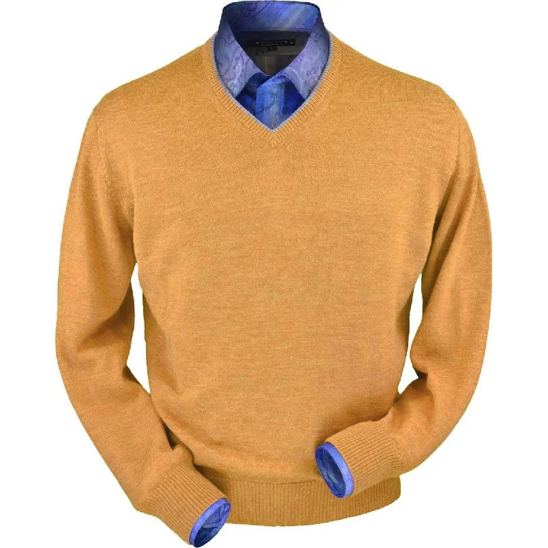 Men's Sweaters with Set-In SleevesRoyal Alpaca V-Neck Sweater in Melon Heather by Peru Unlimited