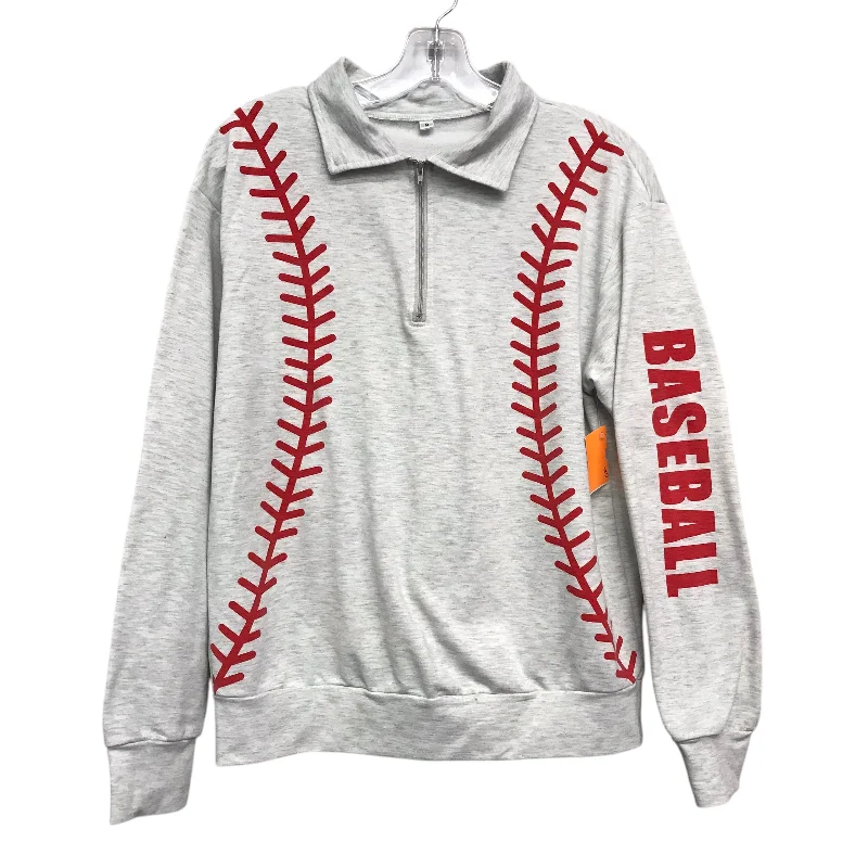 Men's Hoodies with Relaxed FitsSweatshirt Collar In Grey & Red, Size:S