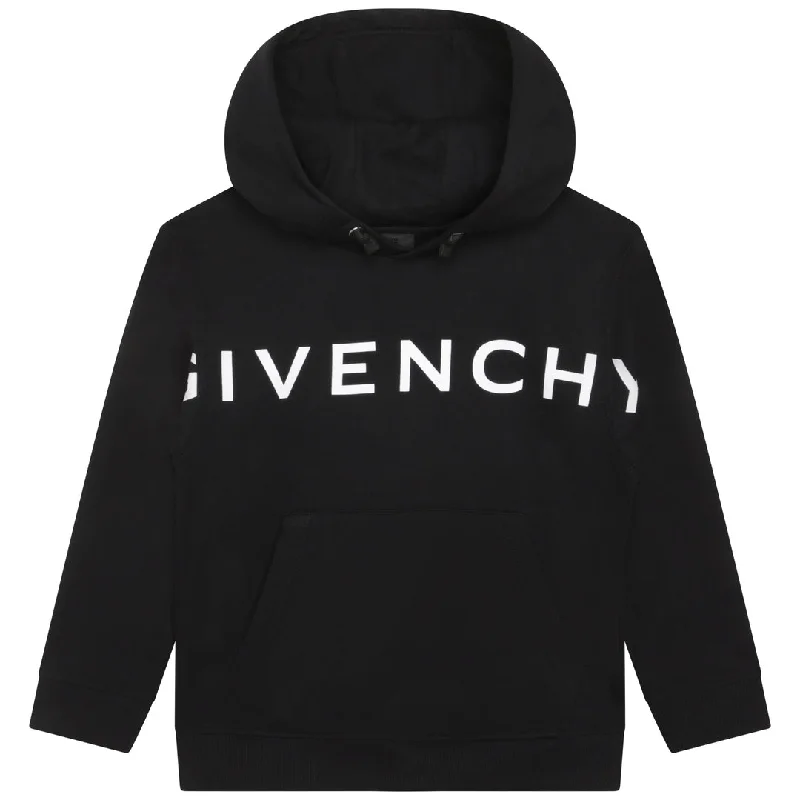 Men's Sweaters with Hoods and DrawstringsBlack Logo Hoodie