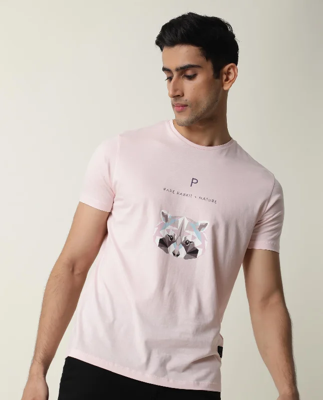 Men's Shirts with Hook-and-Loop ClosuresRare Rabbit Men's Cause Pink Crew NeckGraphic Printed Half Sleeves Slim Fit T-Shirt Men's Shirts with Hook-and-Loop ClosuresRare Rabbit Men's Cause Pink Crew NeckGraphic Printed Half Sleeves Slim Fit T-Shirt