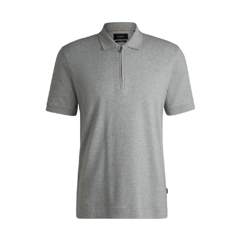 Men's Shirts for HuntingZip-neck polo shirt in cotton and cashmere