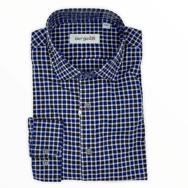 Men's Unique Dress Shirts for a Statement LookBorgo28 Navy and Brown Check L/S Sport Shirt - BBF9W127 410 Men's Unique Dress Shirts for a Statement LookBorgo28 Navy and Brown Check L/S Sport Shirt - BBF9W127 410