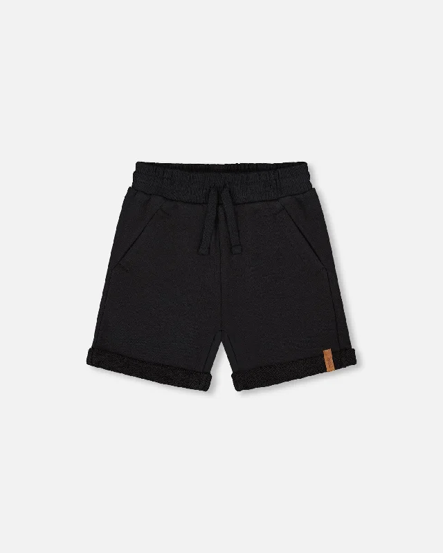 Easy-Care Men's Machine-Washable ShortsFrench Terry Short Black
