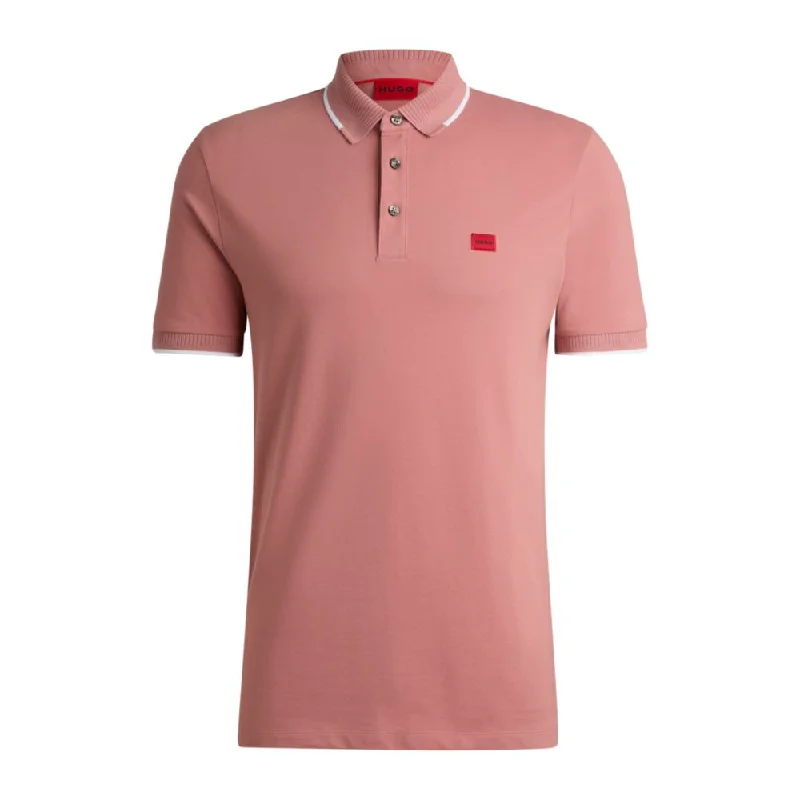 Men's Shirts with Wingtip CollarsSlim-fit polo shirt with red logo label