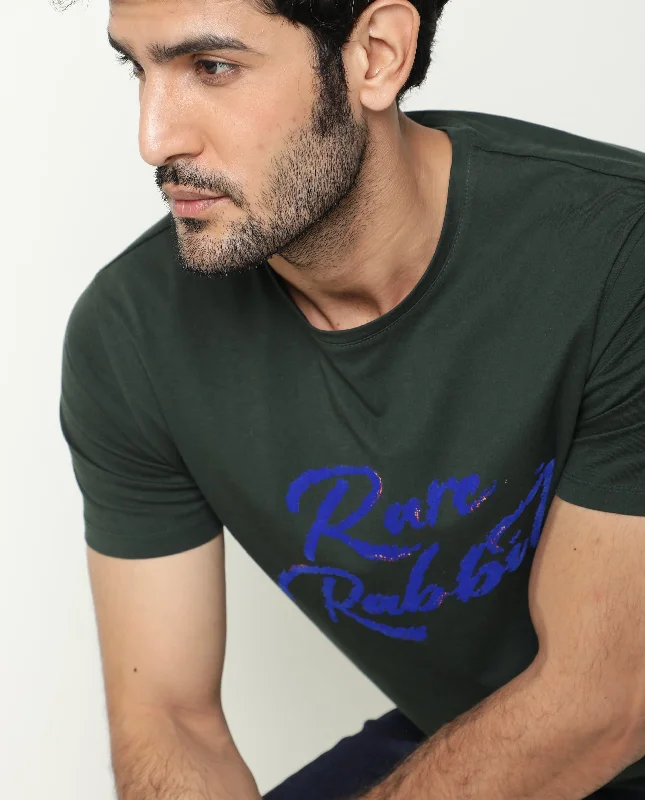 Men's Shirts with Pin CollarsRare Rabbit Men's Flecky Olive Cotton Fabric Crew Neck Half Sleeves Slim Fit Flock Print Branding T-Shirt Men's Shirts with Pin CollarsRare Rabbit Men's Flecky Olive Cotton Fabric Crew Neck Half Sleeves Slim Fit Flock Print Branding T-Shirt