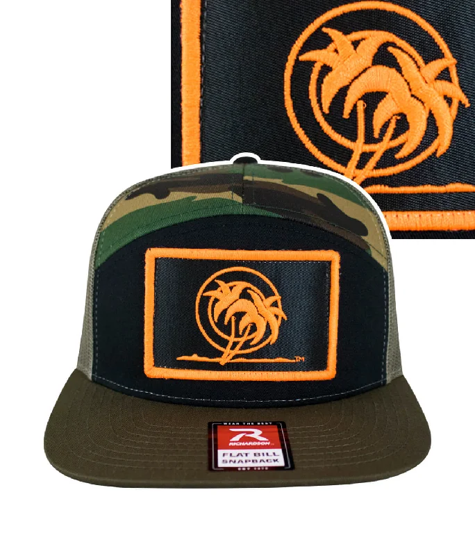 Trendy Work Hats"Palm Patch" 7 Panel Trucker Snapback Cap For Men And Women