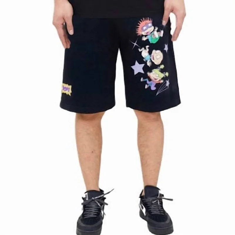 Men's Durable Cargo Shorts for WorkMen's Falling Rugrats Shorts In Black