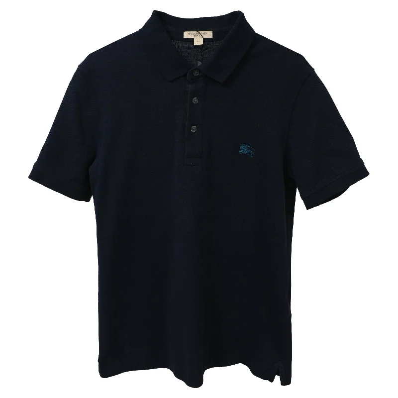 Men's Shirts with Appliquéd SleevesBurberry EKD Logo Polo Shirt in Navy Blue Cotton
