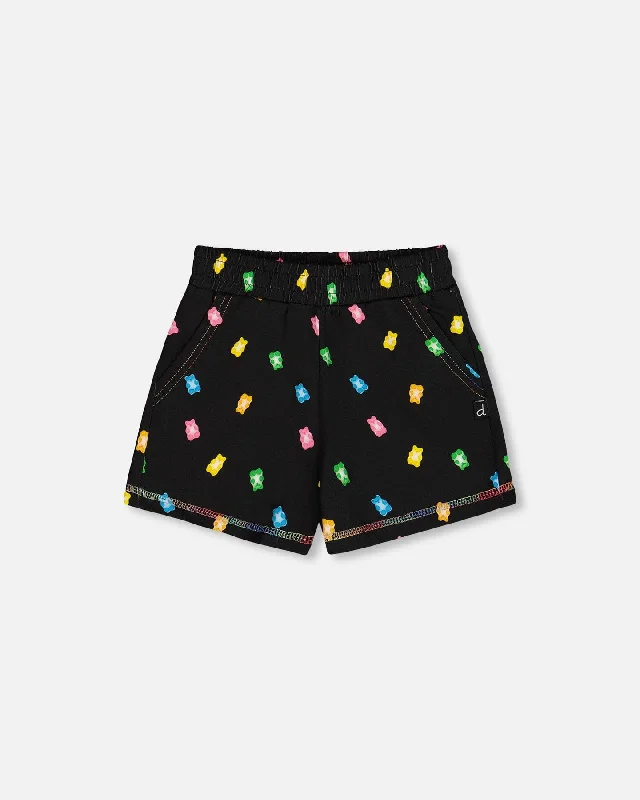 Men's Patterned Bermuda Shorts for FunPrinted Short Black And Multicolored Gummies